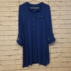 Soft Surroundings Women's Size M Knit Top Blouse Blue Tab Sleeve